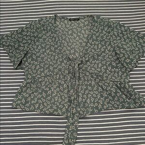 SHEIN Green Floral Top with Stripes